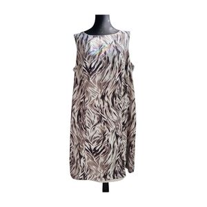 Talbots White With Brown Print Sheath Dress Size 16w